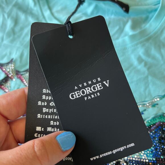 AVENUE GEORGE V Men's Tiger Face Baby Blue T-Shirt Size M - Picture 9 of 10